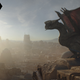 A small winged creature flaps its arms as the twin suns of Tatooine rise over Mos Eisley spaceport.